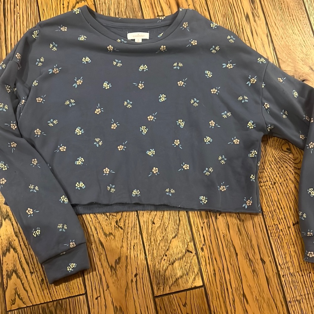 Cropped Crew neck floral sweatshirt